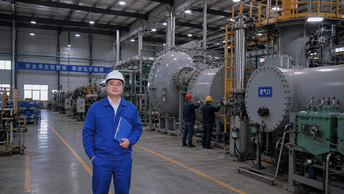 Xinya in a Chinese factory — on the production floor, not behind a screen